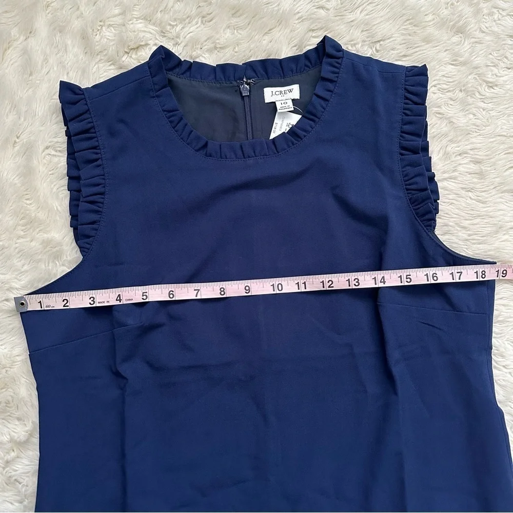 J. Crew Factory Dress Ruffleneck Suit Above Knee Antique Navy Blue 10 NWT New - Picture 11 of 12
